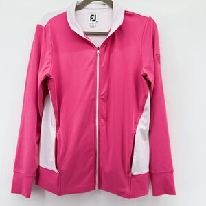 FootJoy Women Pink White Colorblock Full Zip Golf Jacket Performance Size Medium